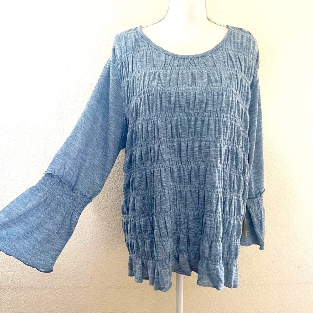 Paper + Tee blue chambray long sleeve top Size 1x New with‎ tags